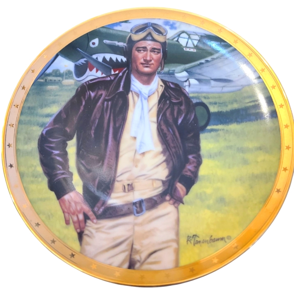 John Wayne Collector Plate Symbol Of America's Fighter Pilots WWII Franklin Mint
